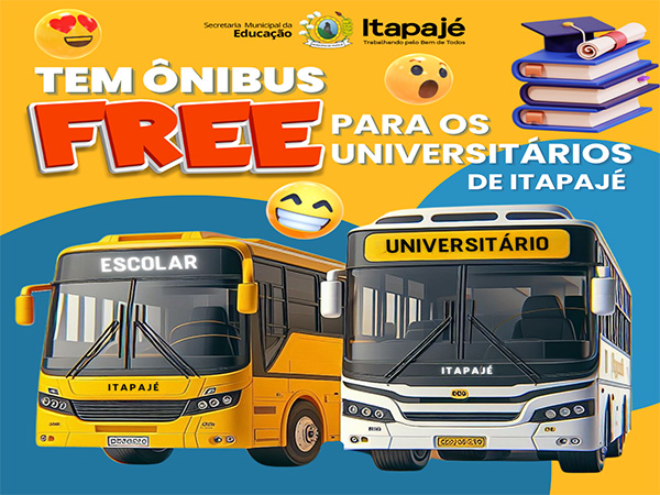 Serviço de ônibus universitário para transporte dos alunos para cidades vizinhas e até mesmo para a capital.